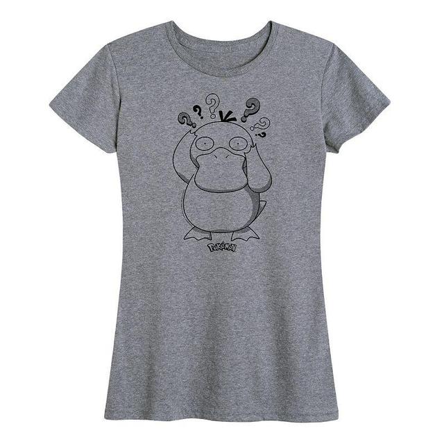 Womens Pokemon Psyduck Pattern Graphic Tee Grey Gray Product Image