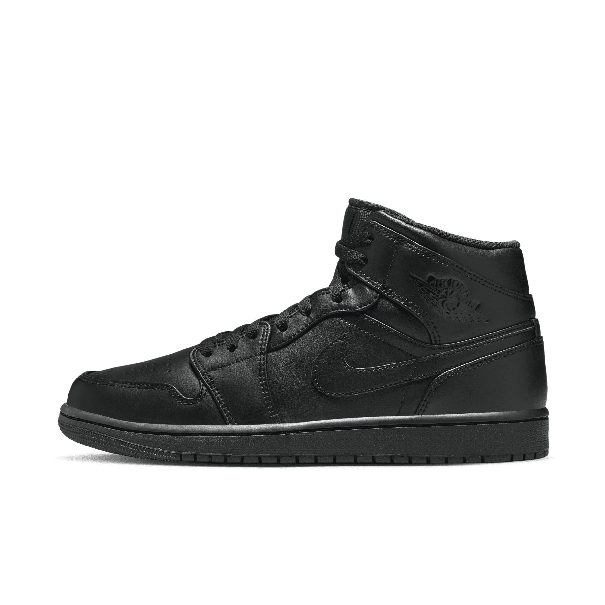 Jordan Mens Jordan AJ 1 Mid - Mens Basketball Shoes Black/Black/Black Product Image