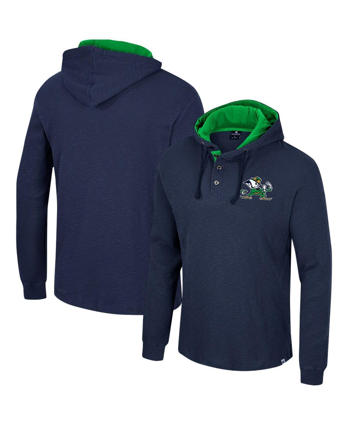 Mens Colosseum Navy Notre Dame Fighting Irish Affirmative Thermal Hoodie Long Sleeve T-shirt Product Image