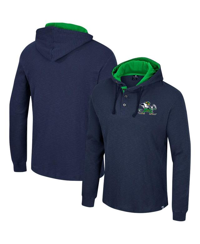 Mens Colosseum Navy Notre Dame Fighting Irish Affirmative Thermal Hoodie Long Sleeve T-shirt Product Image