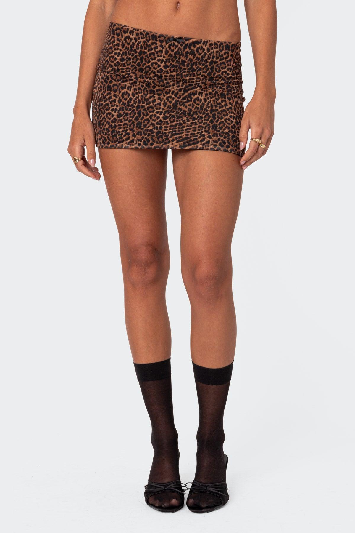 Edin Leopard Print Mesh Mini Skirt Product Image