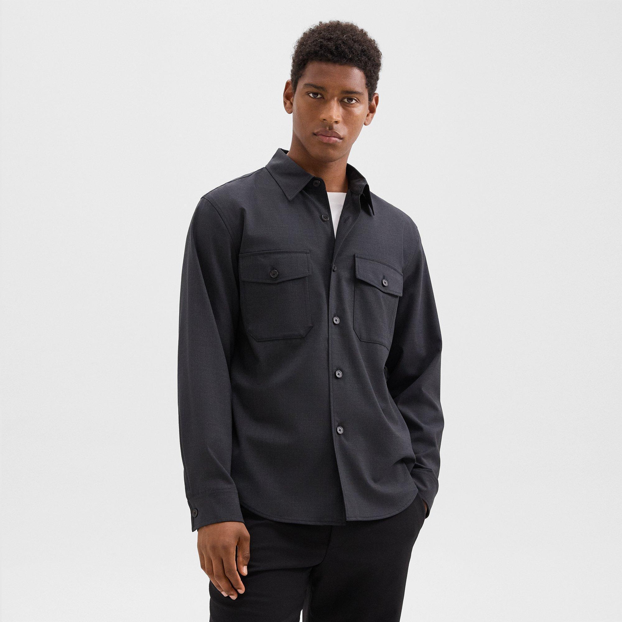 Stretch Wool Garvin Shirt Jacket | Theory Product Image