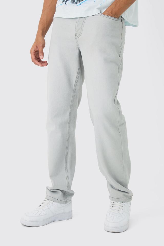 Relaxed Rigid Jean In Ice Grey | boohooMAN USA Product Image