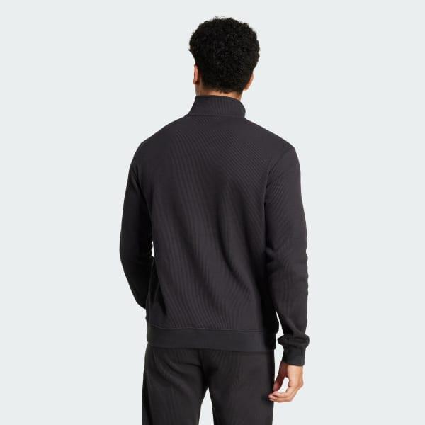 adidas All Blacks Essentials Half-Zip Waffle Sweatshirt All Black XL Mens Product Image