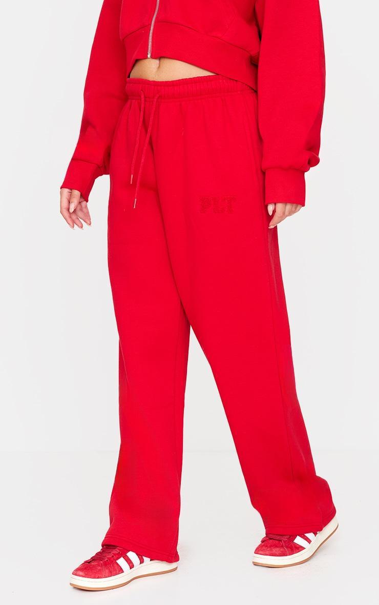 PRETTYLITTLETHING Red Borg Graphic Wide Leg Sweatpants Product Image