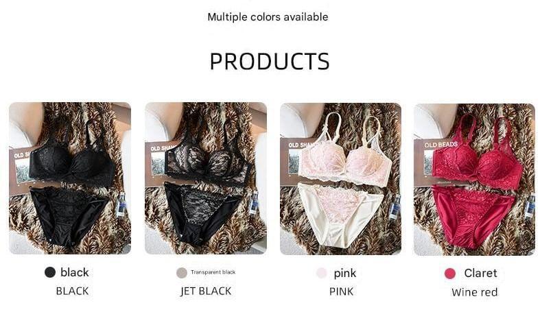 Cutout Lace Wireless Bra / Panty / Set Product Image