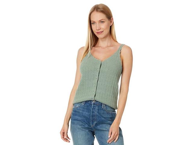 Womens Linen-Blend Scallop Knit Tank Product Image