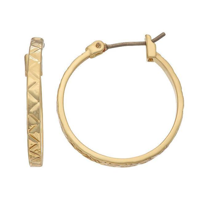 Napier Gold Tone Textured Hoop Earrings, Womens Product Image