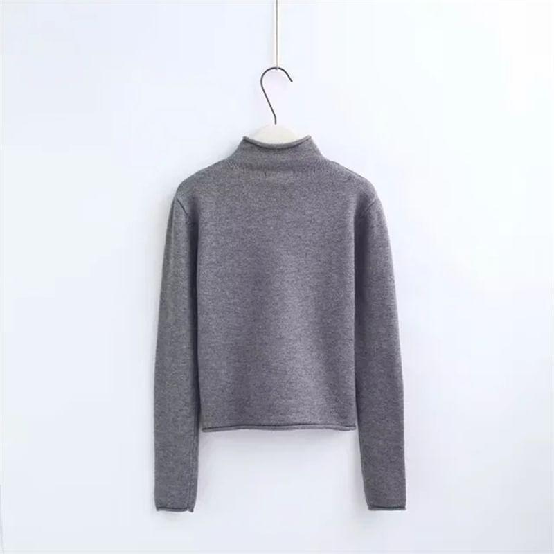 Mock Neck Plain Sweater Product Image