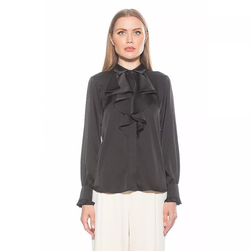 Womens ALEXIA ADMOR Brooks Silky Ruffle Blouse Product Image