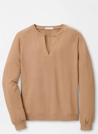 Peter Millar Womens Lava Wash Henley Crew | Color: Camel | Size: XL Product Image