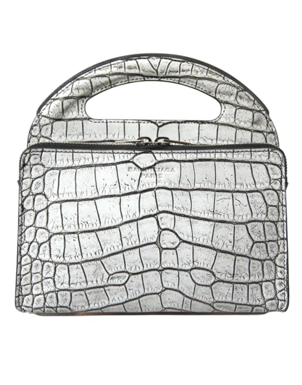 BALENCIAGA Metallic Silver Alligator Leather Mini Bag Product Image