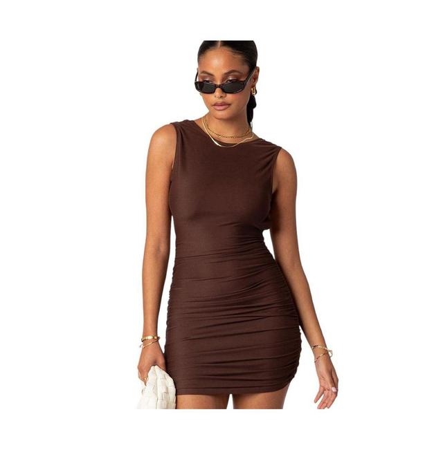 EDIKTED Mikey Ruched Open Back Minidress Product Image