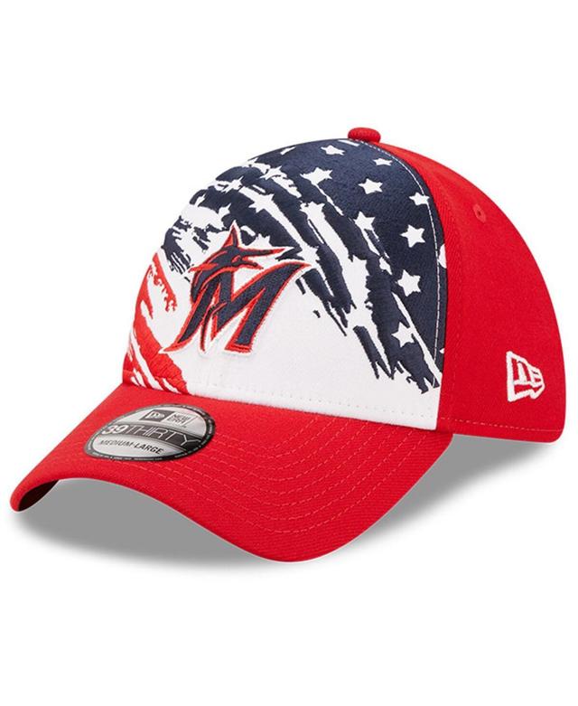 Mens New Era Red Miami Marlins 2022 4th of July 39THIRTY Flex Hat Product Image