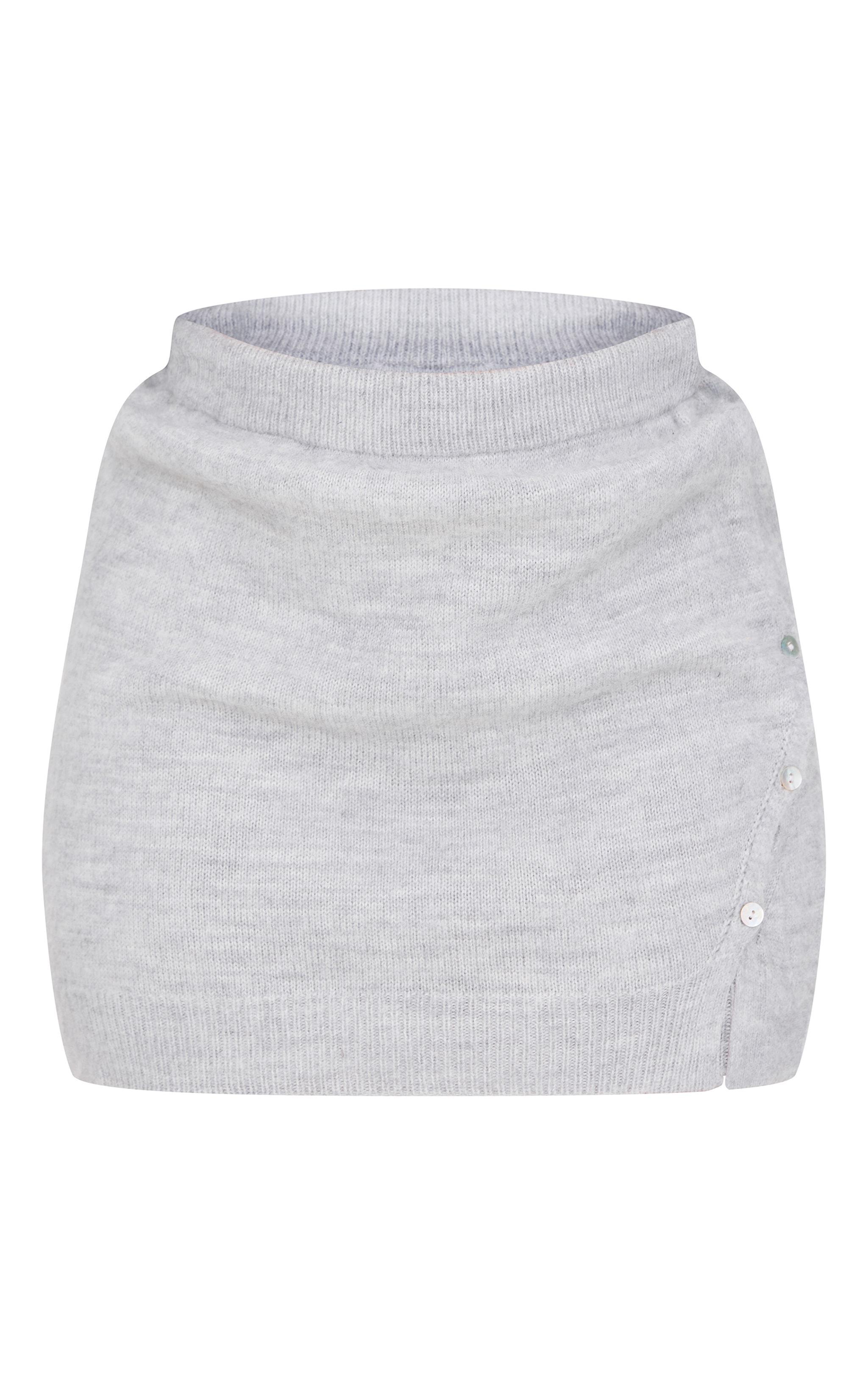 Plus Light Grey Asymmetric Fluffy Yarn Mini Skirt Product Image