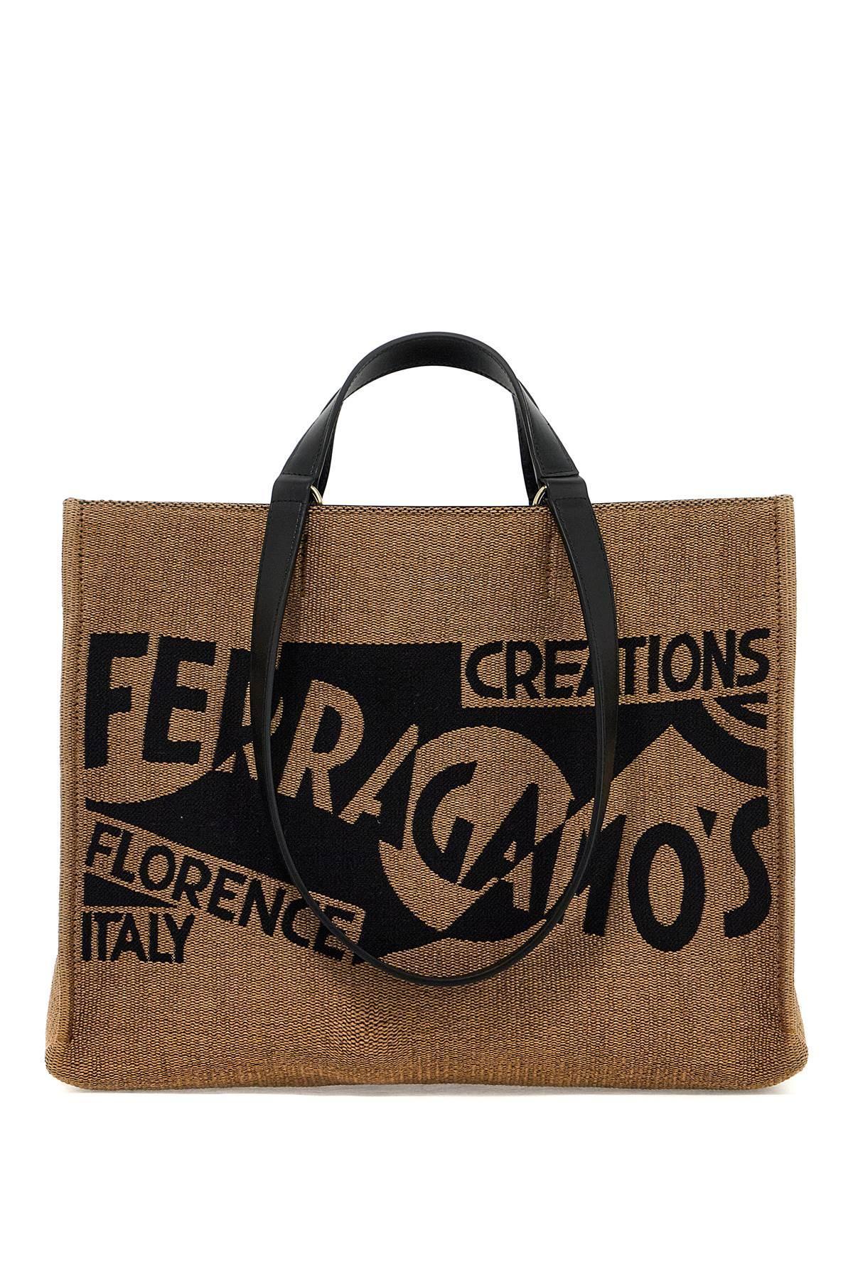 Logo Printed Tote Handbag In Tan For Women In Beige Product Image