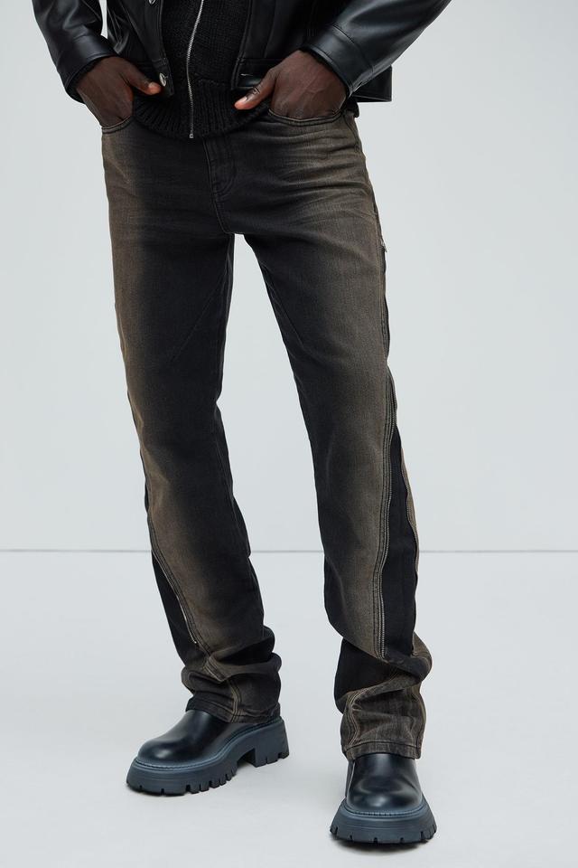 Ethan Stacked Skinny Flare Jeans - Brown Product Image