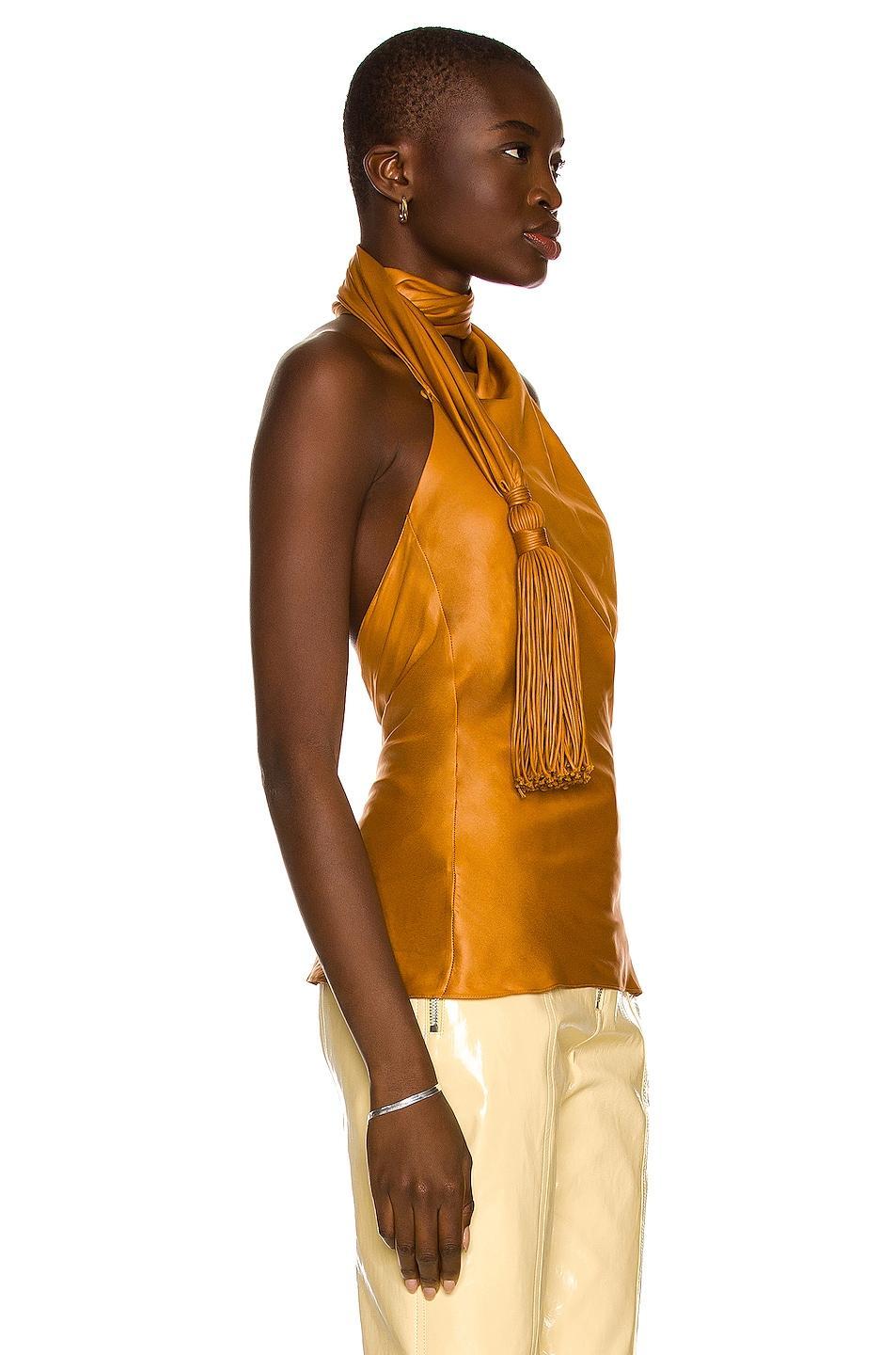 Bottega Veneta Fluid Halter Top in Tan Product Image