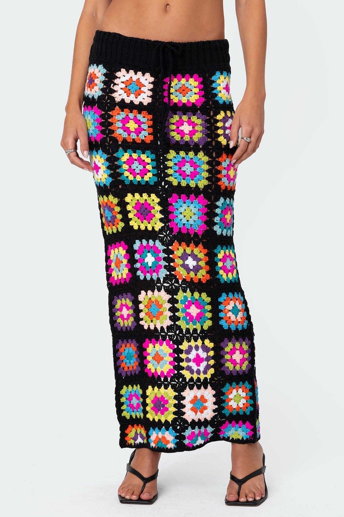 Patchwork Crochet Maxi Skirt Product Image