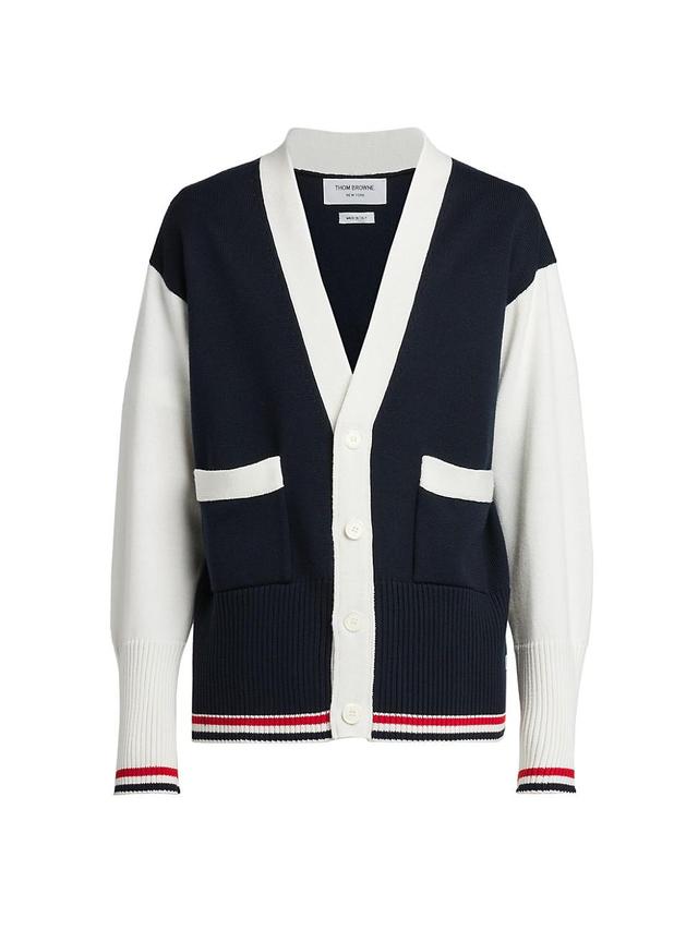 Mens V-Neck Colorblocked Cardigan Product Image