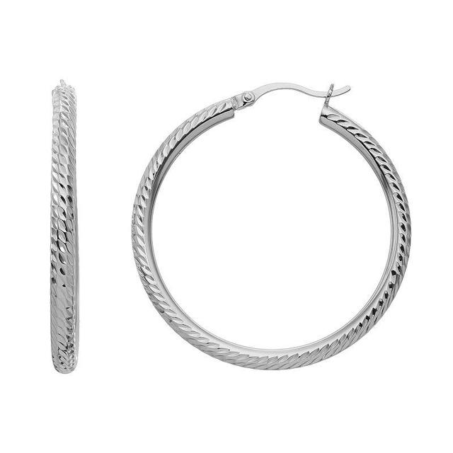 Sterling Silver Hoop Earrings, Womens, White Over Silver Product Image