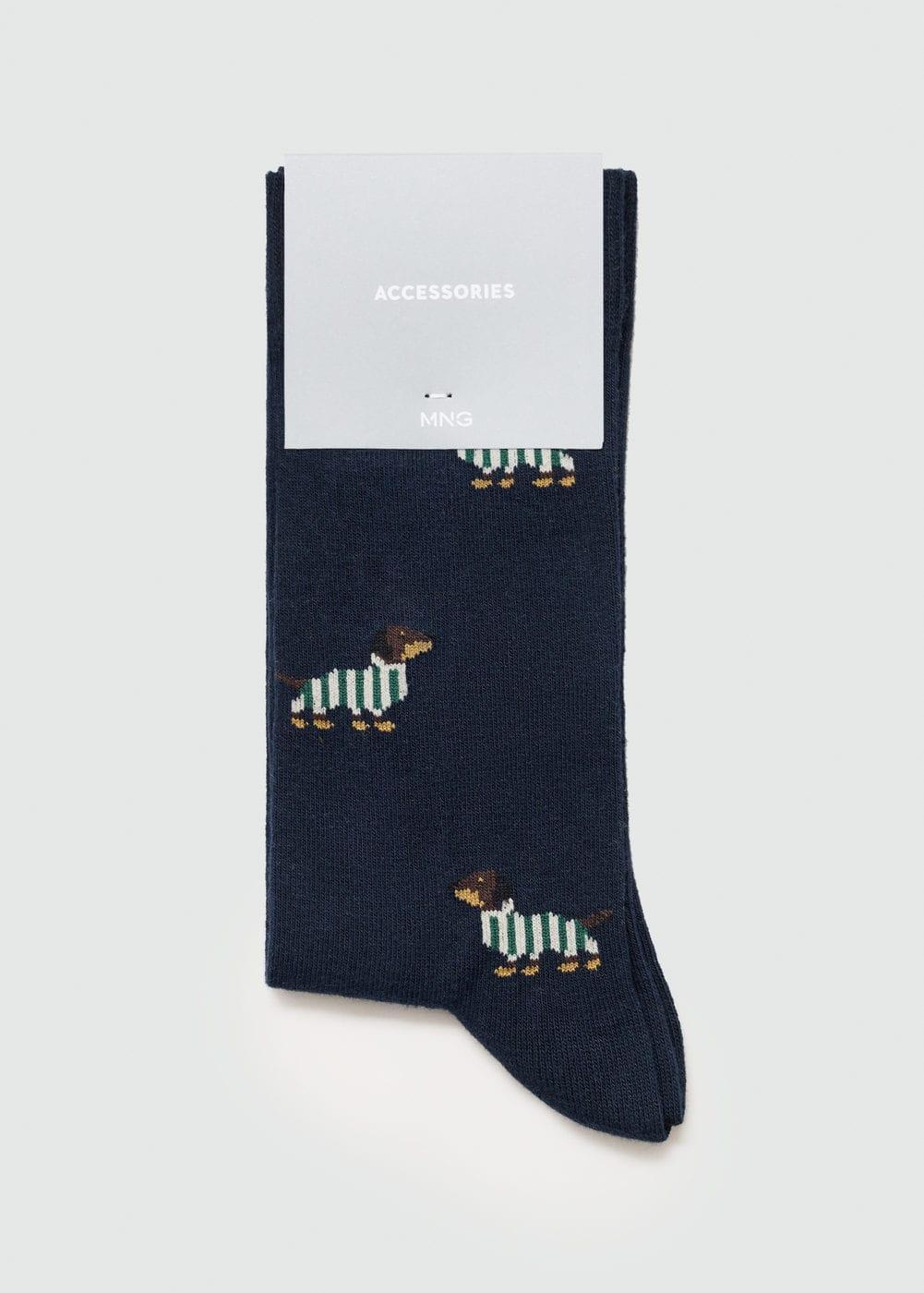 MANGO MAN - Dog-embroidered cotton socks dark navyMen Product Image