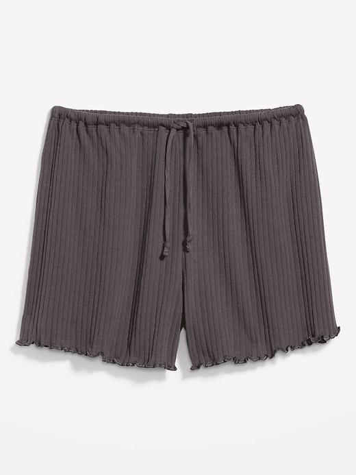 High-Waisted Ribbed Pajama Shorts Product Image