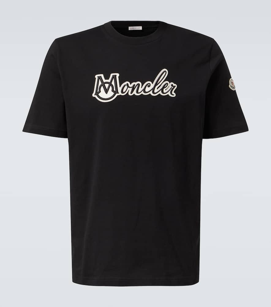 MONCLER Cotton Embroidered Logo Graphic Tee In Black Product Image