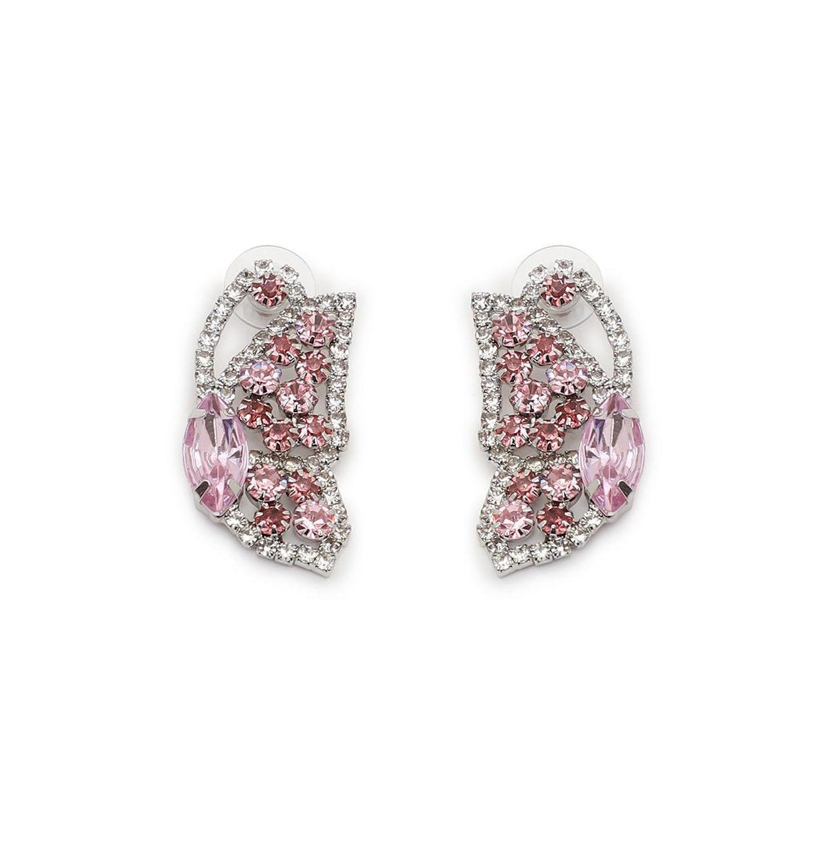 Sohi Womens Pink Embellished Abstract Drop Earrings Product Image