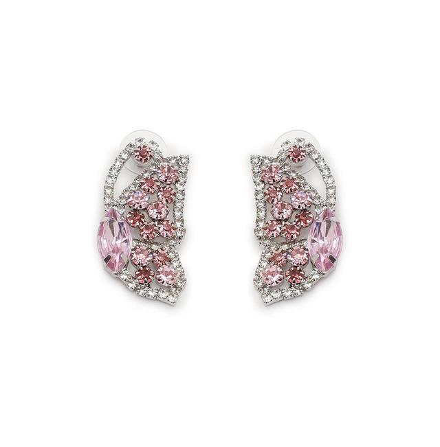 Sohi Womens Pink Embellished Abstract Drop Earrings Product Image