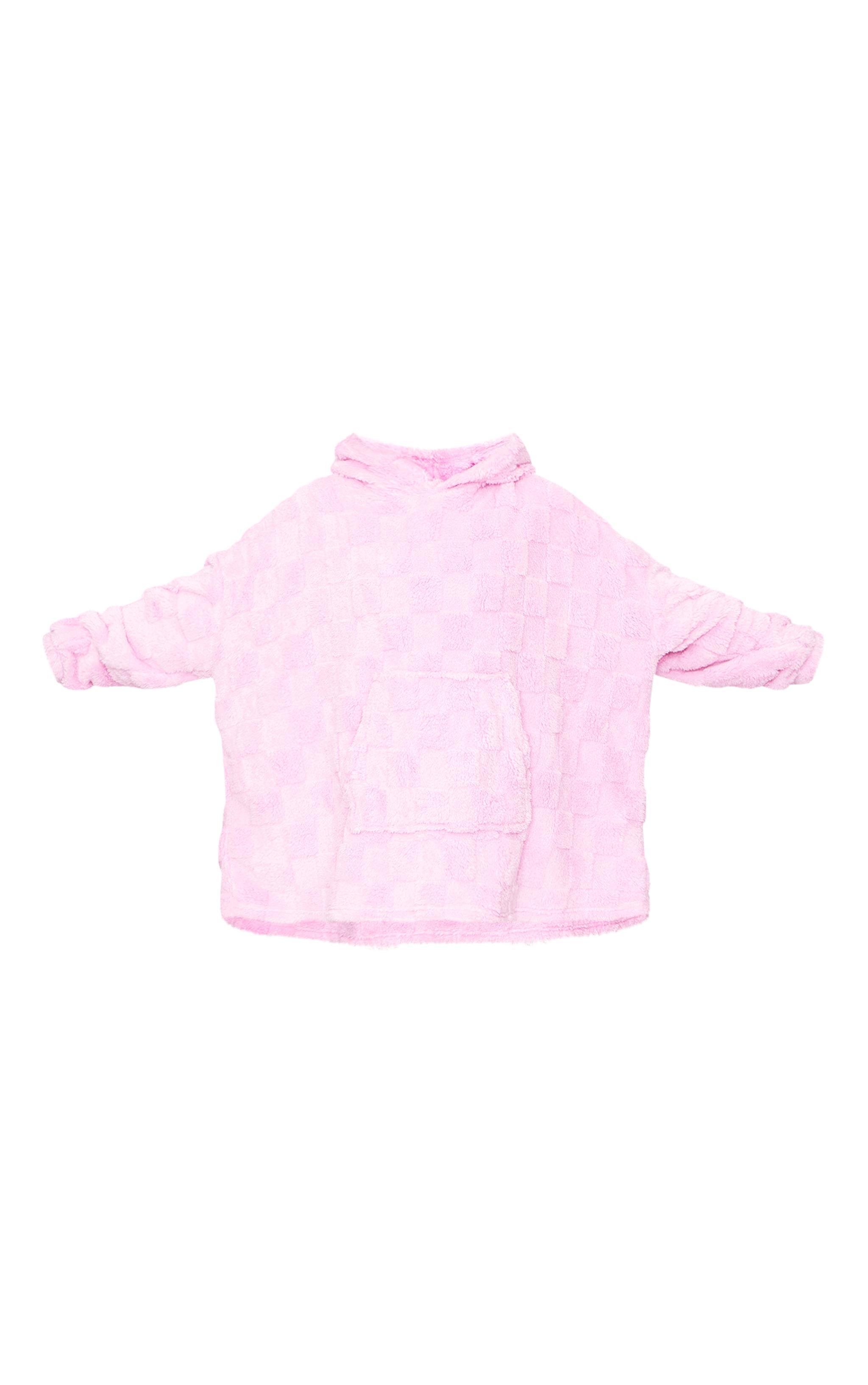 Pink Checkerboard Fleece Hooded Blanket Product Image