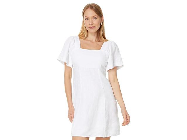 Madewell Square-Neck Mini Dress in 100% Linen (Eyelet ) Women's Dress Product Image