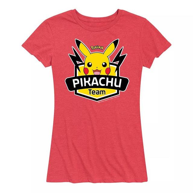 Plus Pokemon Team Pikachu Graphic Tee, Womens Heather Grey Product Image