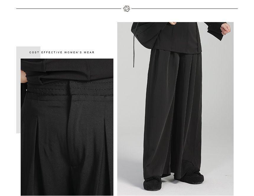 Mid Waist Plain Wide Leg Pants Product Image