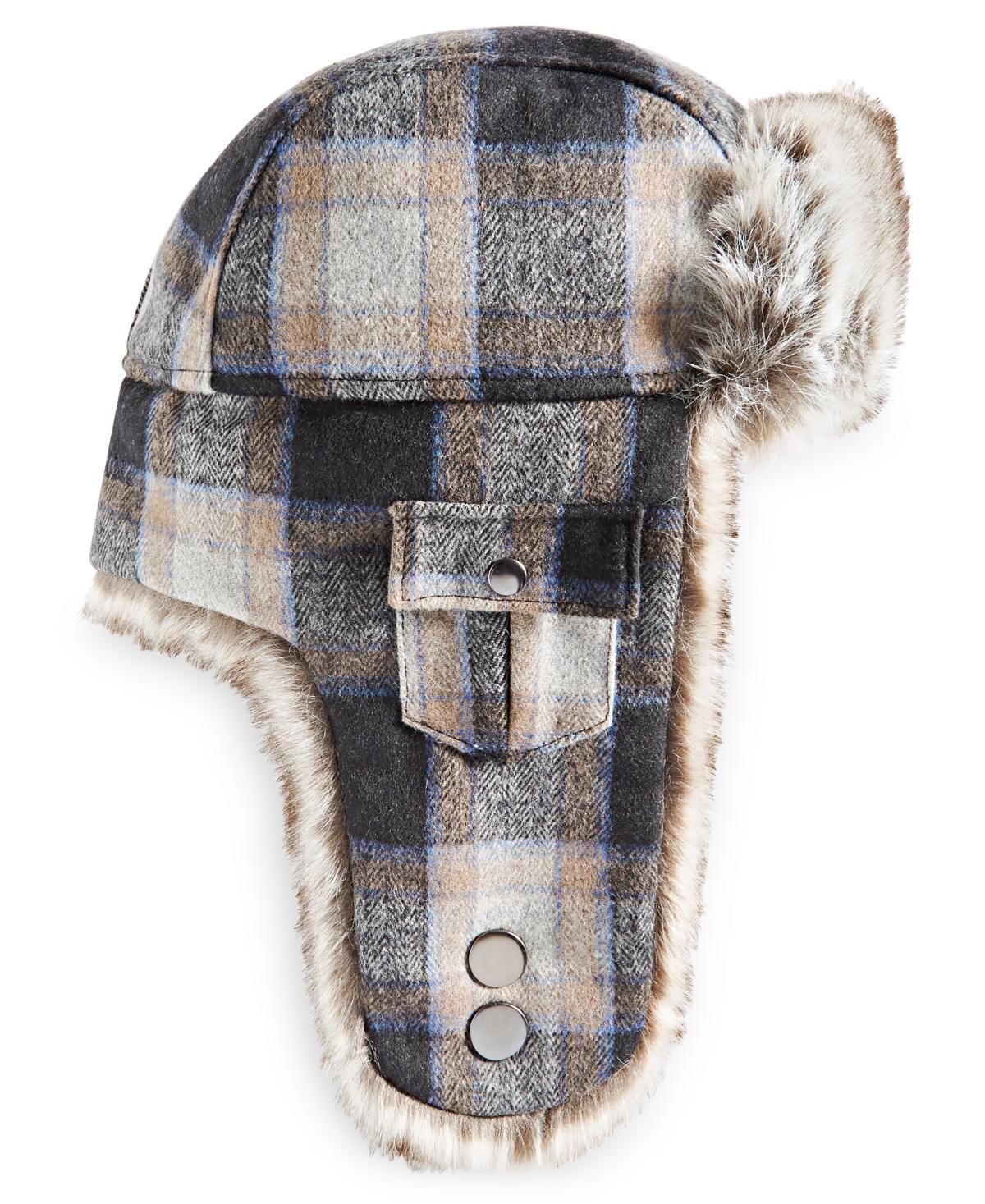 Stetson Mens Plaid Faux-Fur Trapper Hat Product Image