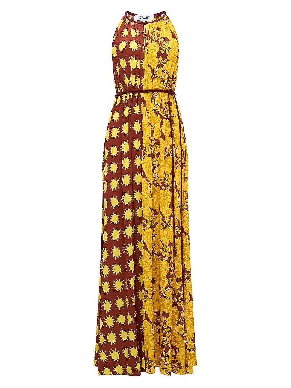 Womens Darla Abstract Two-Tone Silk-Blend Maxi Dress Product Image