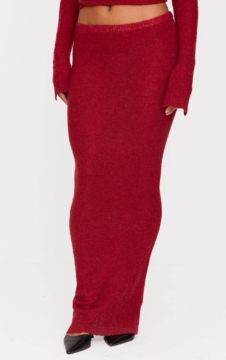 Burgundy Bobble Knit Maxi Skirt Product Image