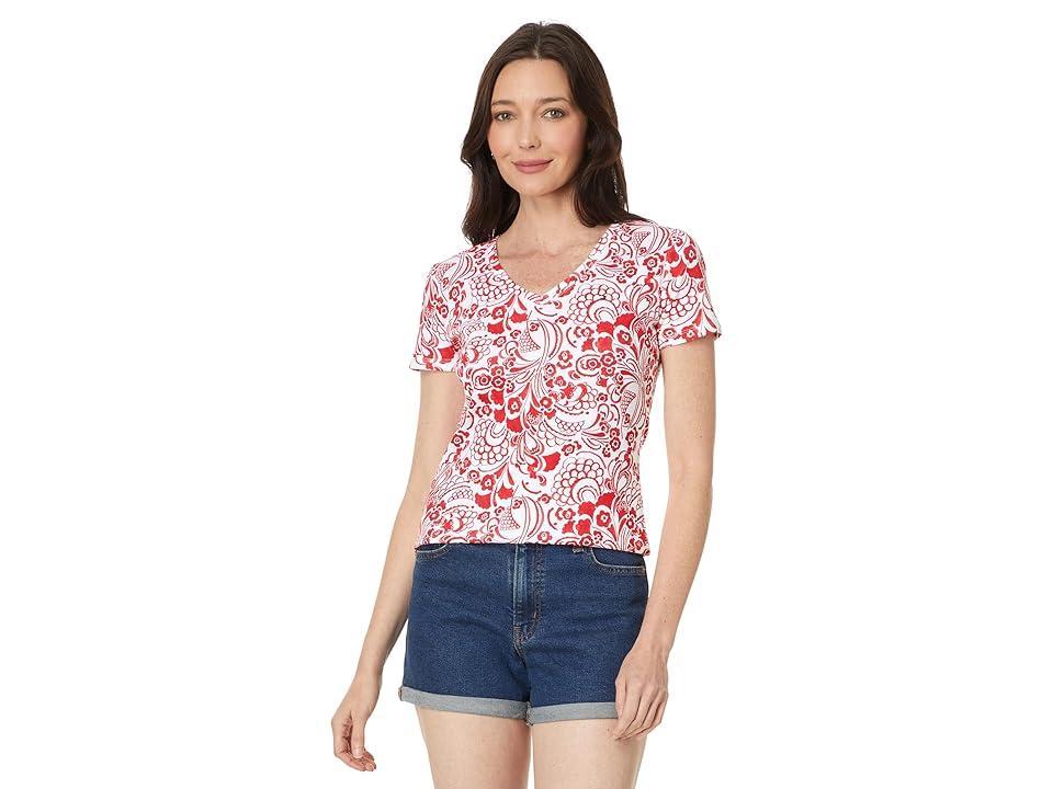 Tommy Hilfiger Womens Cotton Floral-Print V-Neck Top Product Image