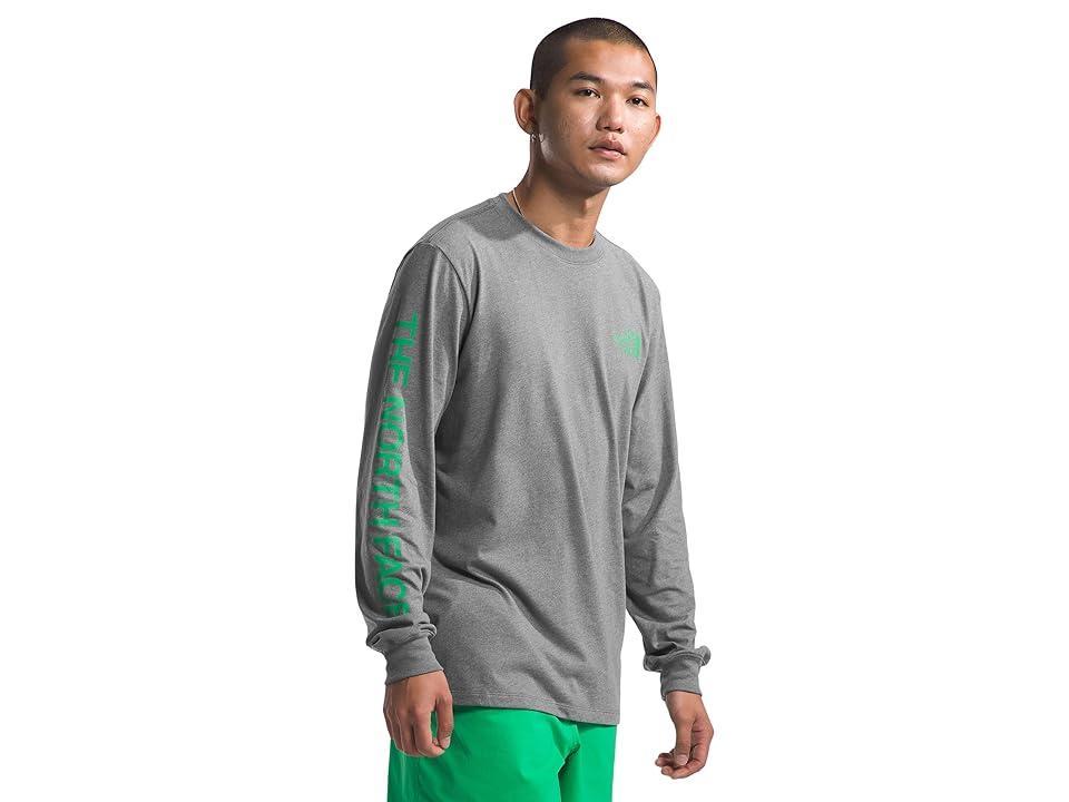 The North Face Long Sleeve Sleeve Hit Graphic Tee (TNF Medium Grey Heather/Optic Emerald) Men's Clothing Product Image