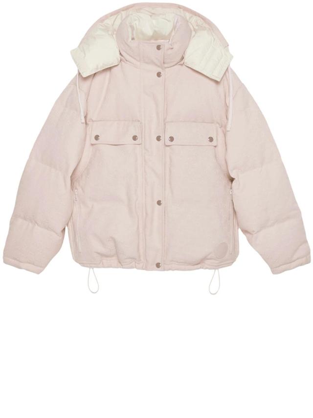 Gg Cotton Canvas Puffer Jacket In Pink Product Image