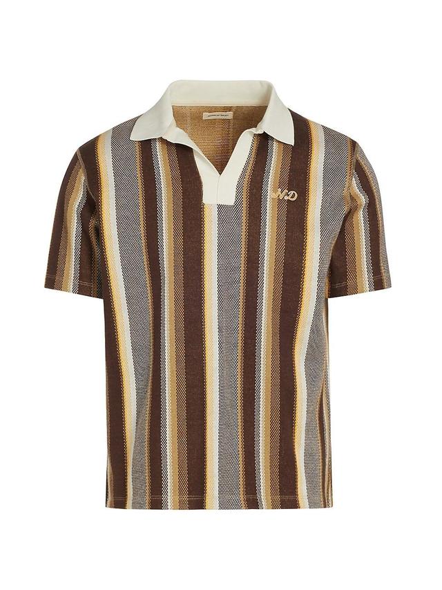 Mens Striped Cotton Polo Shirt Product Image