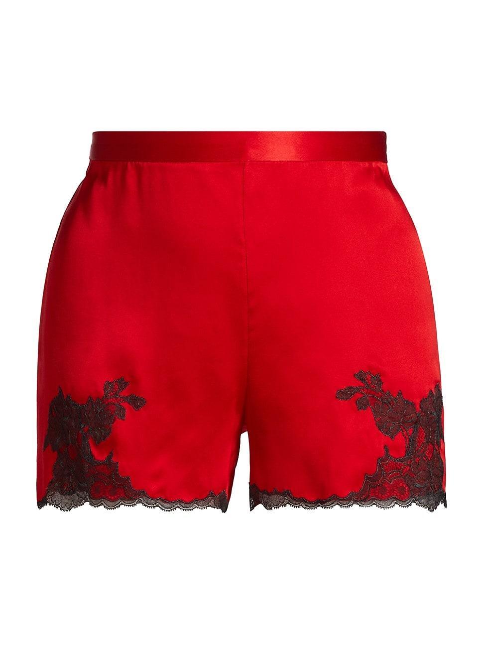 Womens Lolita Lace-Trim Silk Shorts Product Image