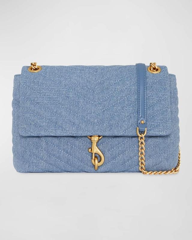 Edie Flap Quilted Denim Shoulder Bag Product Image