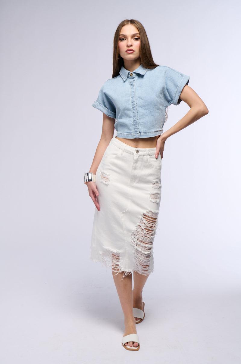 SUMMERTIME MIDI DENIM SKIRT Product Image