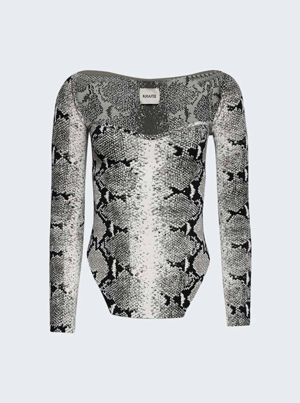 KHAITE Maddy Snake-print Top In Grey Product Image