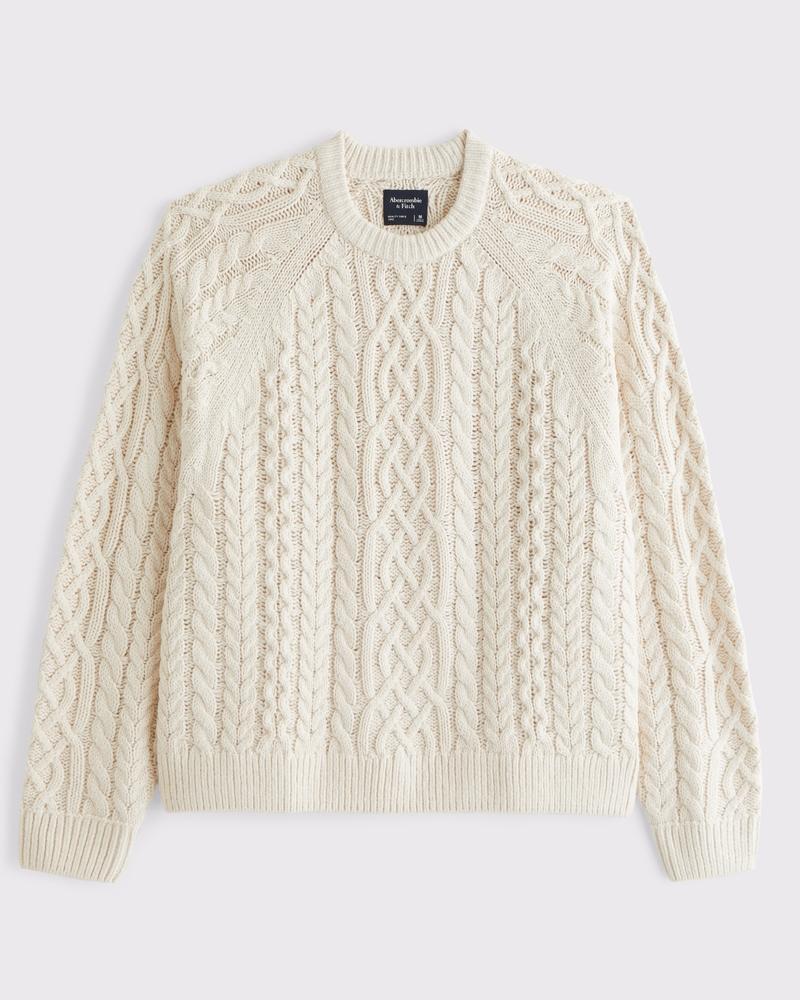 Oversized Cable Crew Sweater Product Image