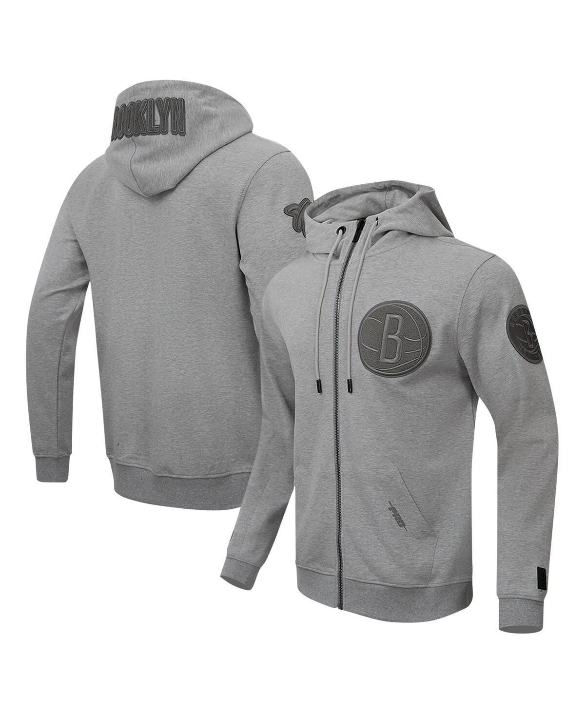 Pro Standard Mens Heather Gray Brooklyn Nets Triple Tonal Dk Full-Zip Hoodie Jacket - Heather Gray Product Image