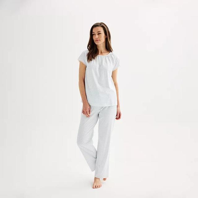 Womens Croft & Barrow Lace-Trim Pajama Top & Pajama Pants Set Product Image