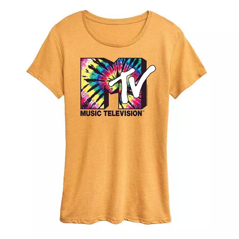 Womens MTV Tie Dye Logo Graphic Tee, Girls Grey Juniper Product Image