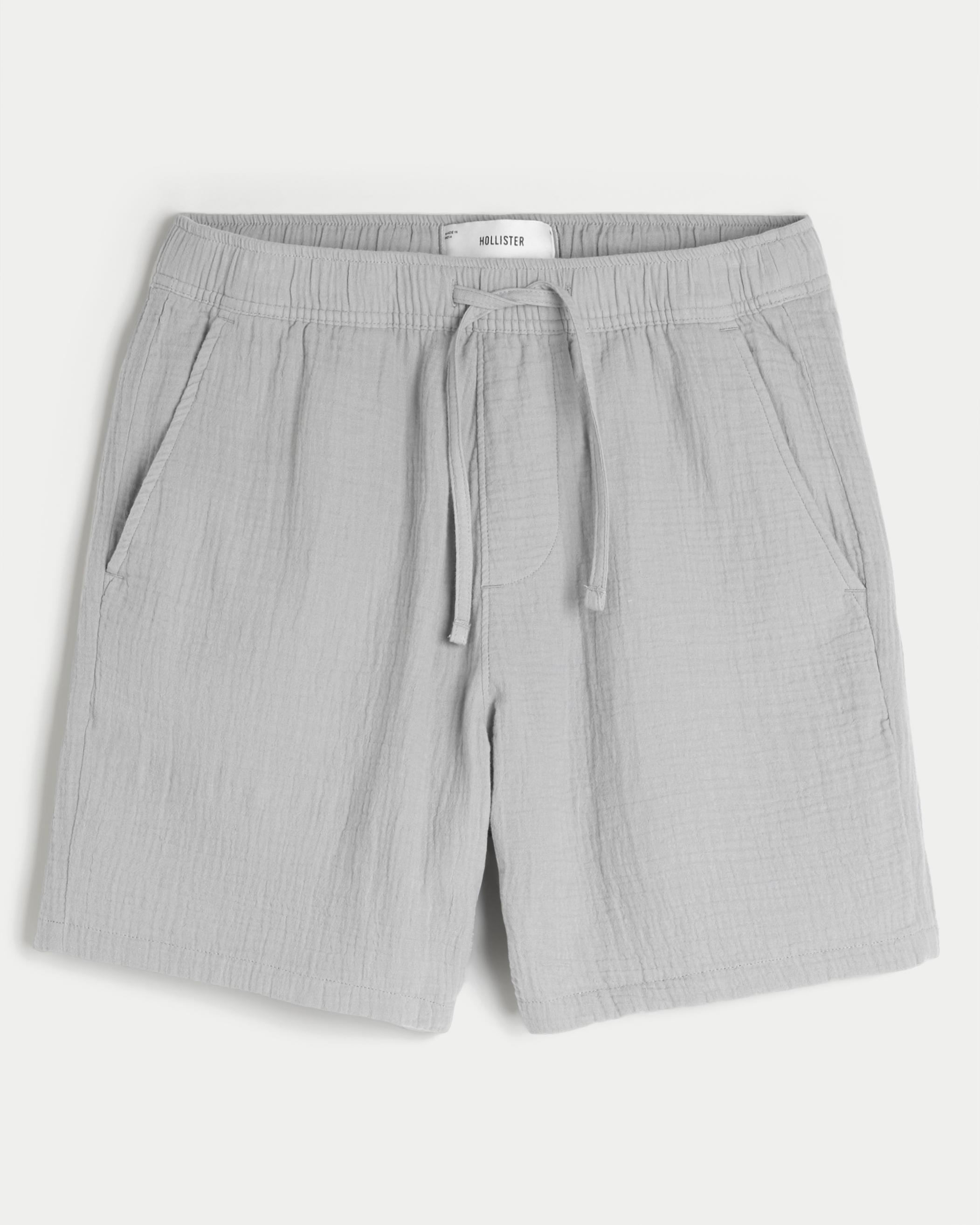 Above-the-Knee Crinkle Cotton Shorts Product Image